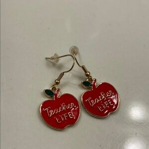 Red Apple Teacher Life Earrings